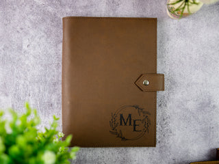 Personalized Laser Engraved A5 Refillable 6-Ring Leather Journal With Clasp & Gift Message