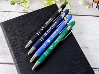Custom Engraved Ballpoint Pen, Bulk Company Logo Pens - Silver Trim