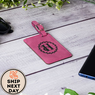 Personalized Laser Engraved Monogrammed Leather Luggage Tag
