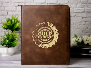 Custom Engraved Zipper Leather Portfolio with Legal Pad