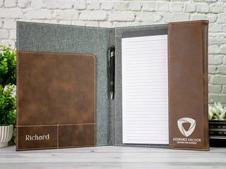 Custom Engraved Letter Size Leather Portfolio with Legal Pad