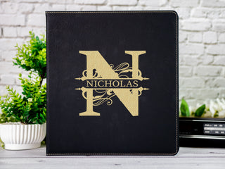 Personalized Laser Engraved Letter Size 3-Ring Leather Binder