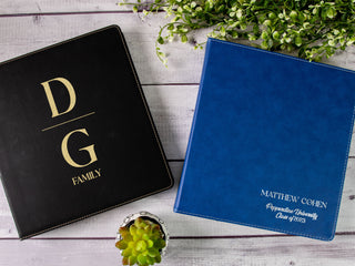 Personalized Laser Engraved Letter Size 3-Ring Leather Binder