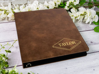 Custom Engraved Letter A4 Size 3-Ring Leather Binder