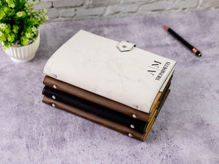 Personalized Laser Engraved A5 Refillable 6-Ring Leather Journal With Clasp & Gift Message