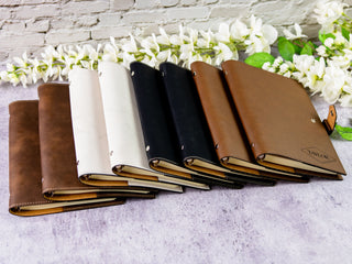 Personalized Laser Engraved A5 Refillable 6-Ring Leather Journal With Clasp & Gift Message