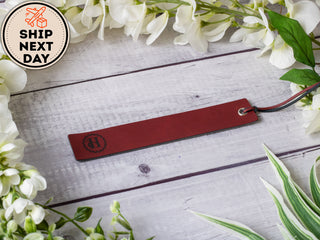 Personalized Laser Engraved Leather Bookmark with Name, Quote & Initials