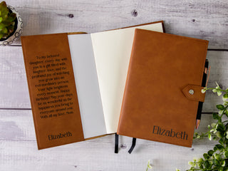 Personalized Engraved A5 Refillable Leather Journal With Clasp & Gift Message