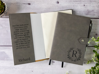 Personalized Engraved A5 Refillable Leather Journal With Clasp & Gift Message