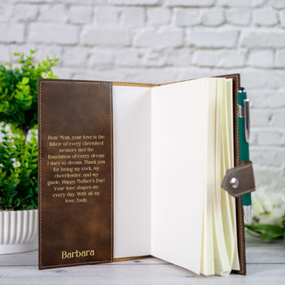 Personalized Engraved A5 Refillable Leather Journal With Clasp & Gift Message