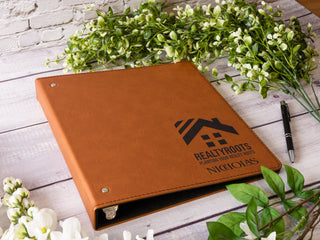 Custom Engraved Letter A4 Size 3-Ring Leather Binder