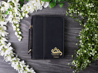 Custom Engraved Leather Bible/Book Cover with Zipper