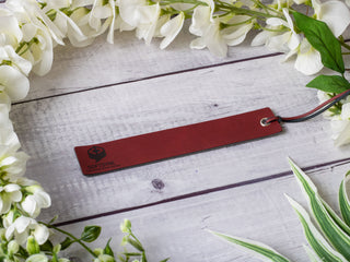 Personalized Laser Engraved Leather Bookmark with Name, Quote & Initials