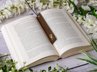 Personalized Laser Engraved Leather Bookmark with Name, Quote & Initials