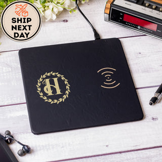 Personalized Laser Engraved Wireless Leather Phone Charging Pad