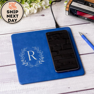 Personalized Laser Engraved Wireless Leather Phone Charging Pad