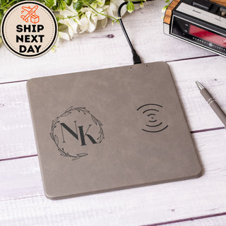 Personalized Laser Engraved Wireless Leather Phone Charging Pad