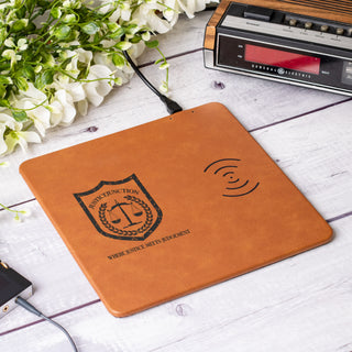 Custom Wireless Leather Phone Charging Pad & Mouse Pad