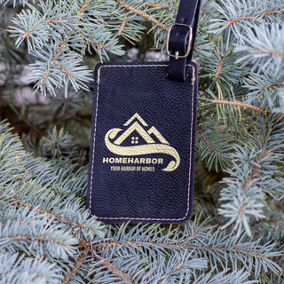 Custom Monogrammed Leather Luggage Tag For Travel & Wedding