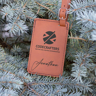 Custom Monogrammed Leather Luggage Tag For Travel & Wedding