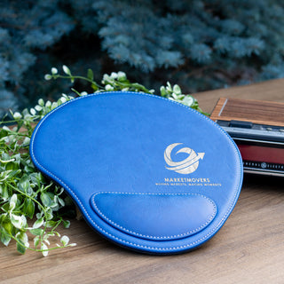 Custom Engraved Leather Ergonomic Mouse Pad with Wrist Rest