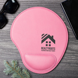 Personalized Laser Engraved Leather Ergonomic Mouse Pad with Wrist Rest