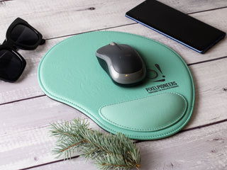 Personalized Laser Engraved Leather Ergonomic Mouse Pad with Wrist Rest