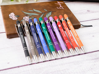 Custom Engraved Ballpoint Pen, Bulk Company Logo Pens - Silver Trim