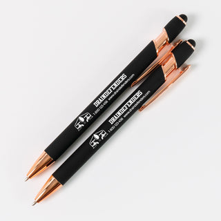 Custom Engraved Ballpoint Pen, Bulk Company Logo Pens - Rose Gold Trim