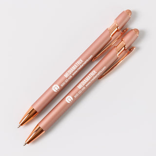 Custom Engraved Ballpoint Pen, Bulk Company Logo Pens - Rose Gold Trim