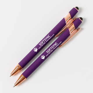 Custom Engraved Ballpoint Pen, Bulk Company Logo Pens - Rose Gold Trim