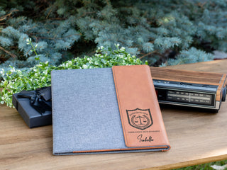 Custom Engraved Letter Size Leather Portfolio with Legal Pad