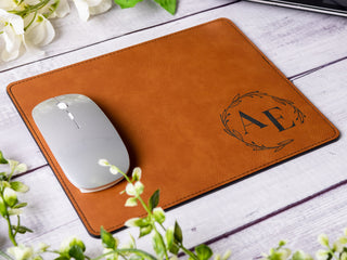 Personalized Laser Engraved Leather Mouse Pad