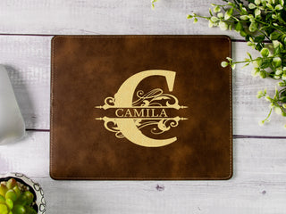 Personalized Laser Engraved Leather Mouse Pad