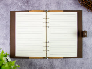 Personalized Laser Engraved A5 Refillable 6-Ring Leather Journal With Clasp & Gift Message