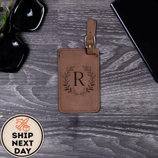 Personalized Laser Engraved Monogrammed Leather Luggage Tag