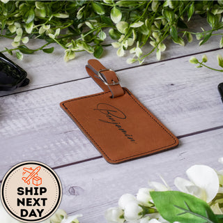 Personalized Laser Engraved Monogrammed Leather Luggage Tag