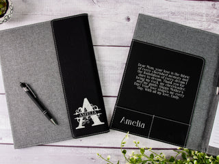 Personalized Laser Engraved Letter Size Leather Portfolio with Legal Pad