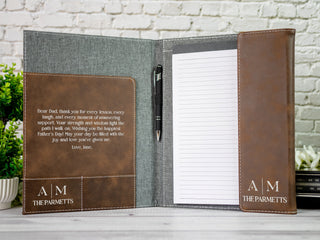 Personalized Laser Engraved Letter Size Leather Portfolio with Legal Pad