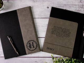 Personalized Laser Engraved Letter Size Leather Portfolio with Legal Pad