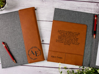 Personalized Laser Engraved Letter Size Leather Portfolio with Legal Pad