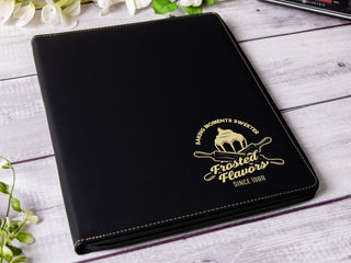 Custom Engraved Zipper Leather Portfolio with Legal Pad