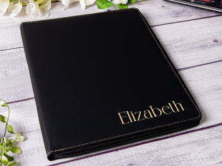 Personalized Laser Engraved Zipper Leather Portfolio with Legal Pad