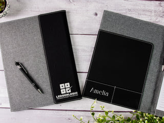 Custom Engraved Letter Size Leather Portfolio with Legal Pad