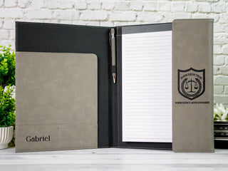 Custom Engraved Letter Size Leather Portfolio with Legal Pad