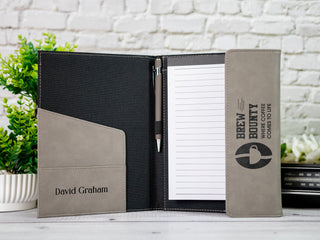 Custom Engraved Letter Size Leather Portfolio with Legal Pad