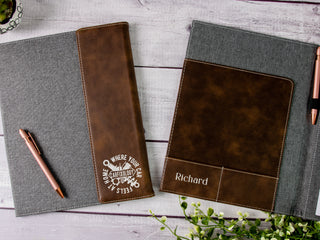 Custom Engraved Letter Size Leather Portfolio with Legal Pad