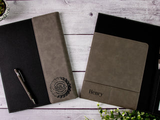 Custom Engraved Letter Size Leather Portfolio with Legal Pad