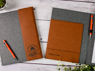 Custom Engraved Letter Size Leather Portfolio with Legal Pad