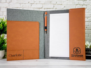 Custom Engraved Letter Size Leather Portfolio with Legal Pad